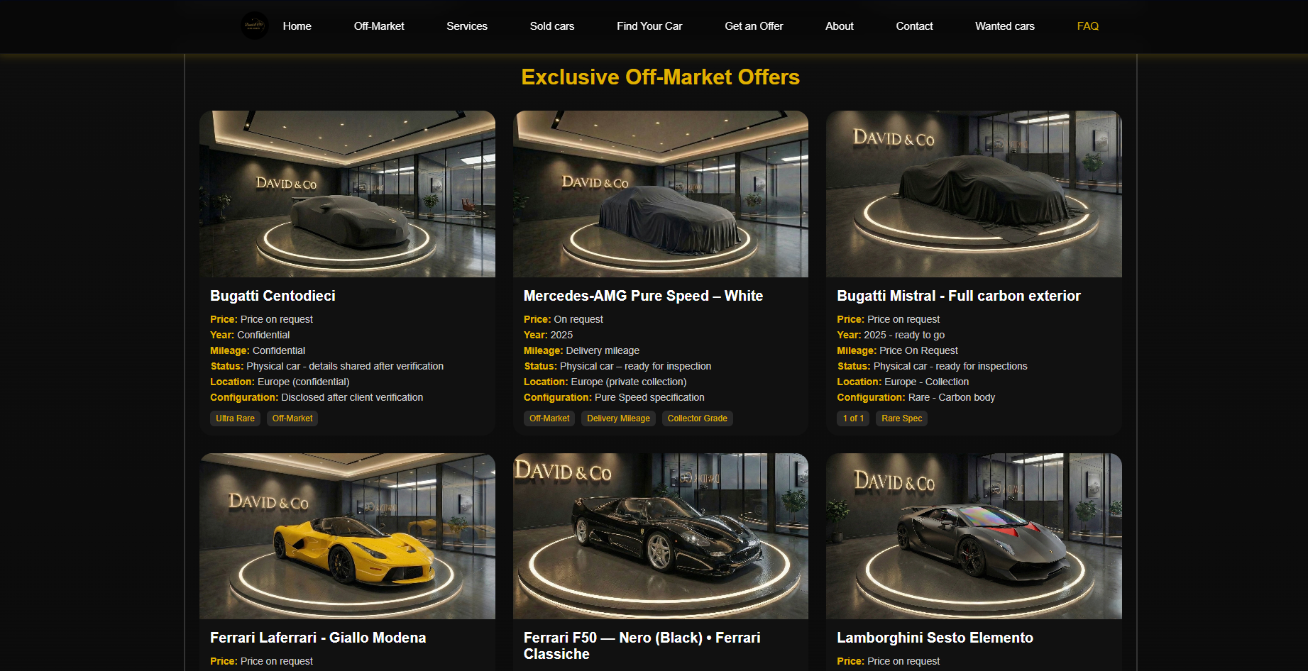 Luxury supercar dealership showroom